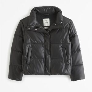 Black Abercrombie Cropped Leather Puffer